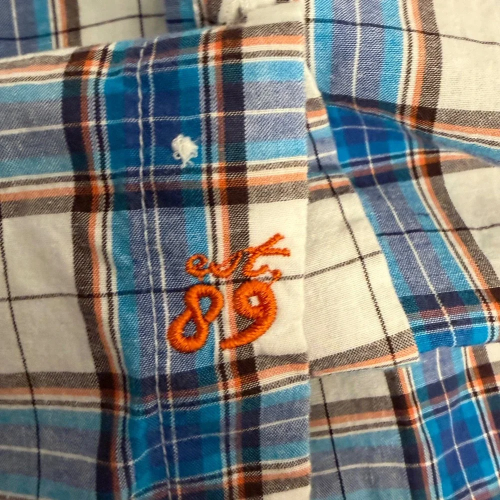 The Children's Place Boys Blue Plaid Button Down Shirt Size L 10/12 Cotton